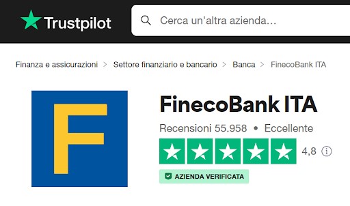 schermata giudizio trustpilot fineco bank