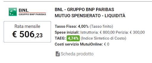 simulazione mutuo liquidita 50000 euro in 10 anni